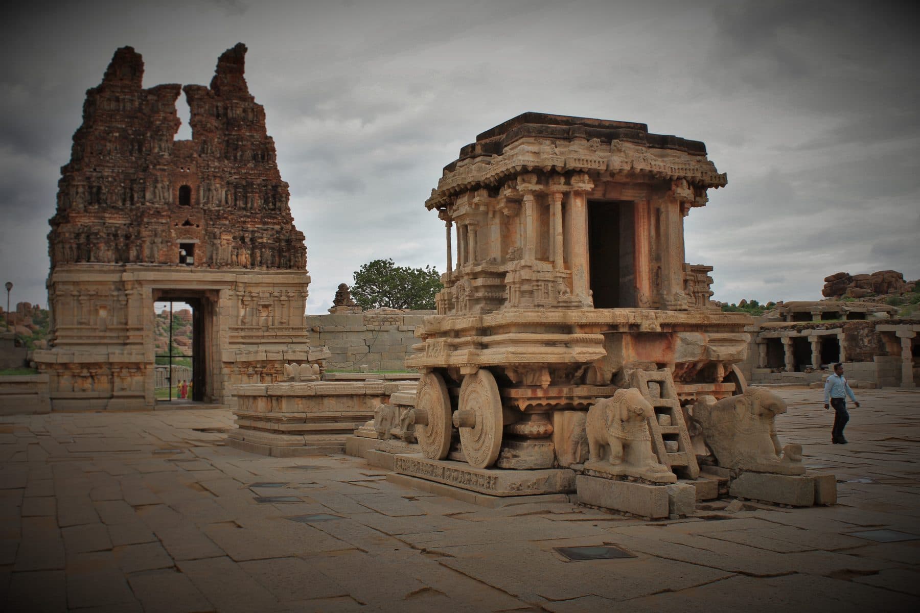 The Stone Chariot at Vittala Temple amid the ruins of Hampi, Karnataka