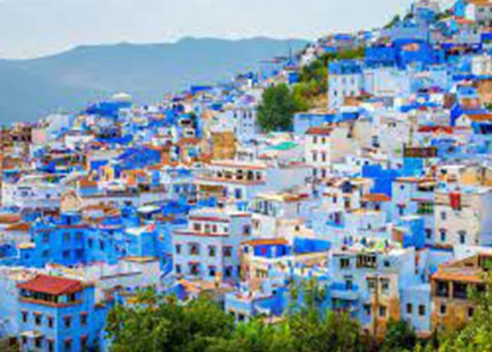 The blue-painted streets and buildings of Chefchaouen, Morocco