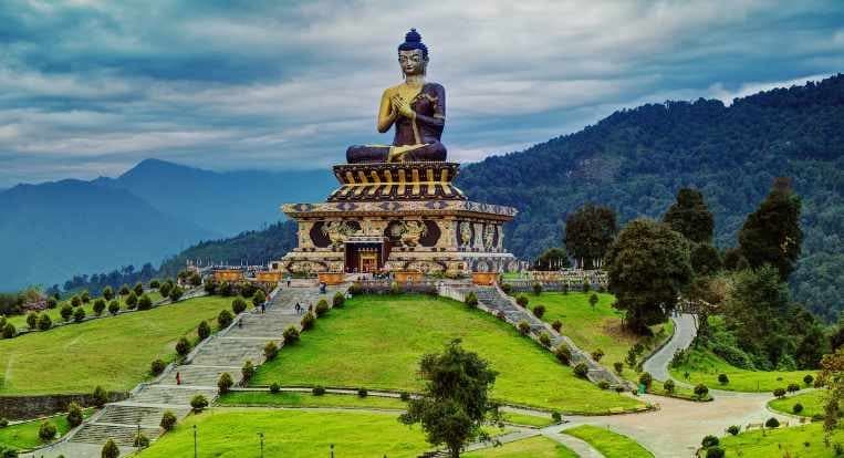 The giant seated Buddha statue at Buddha Park, Ravangla, Sikkim