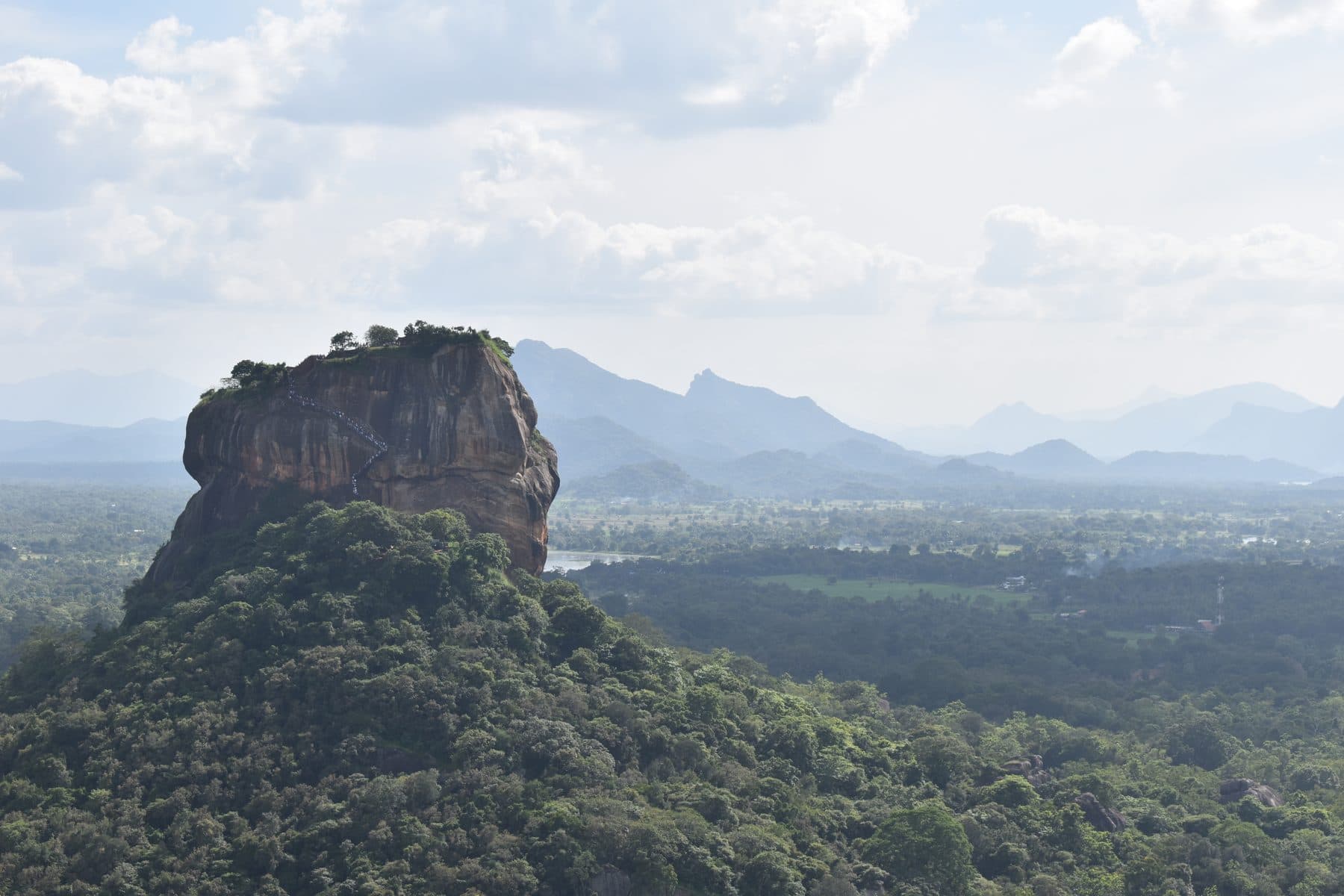 Sigiriya Rock Fortress rising above the jungle, Sri Lanka