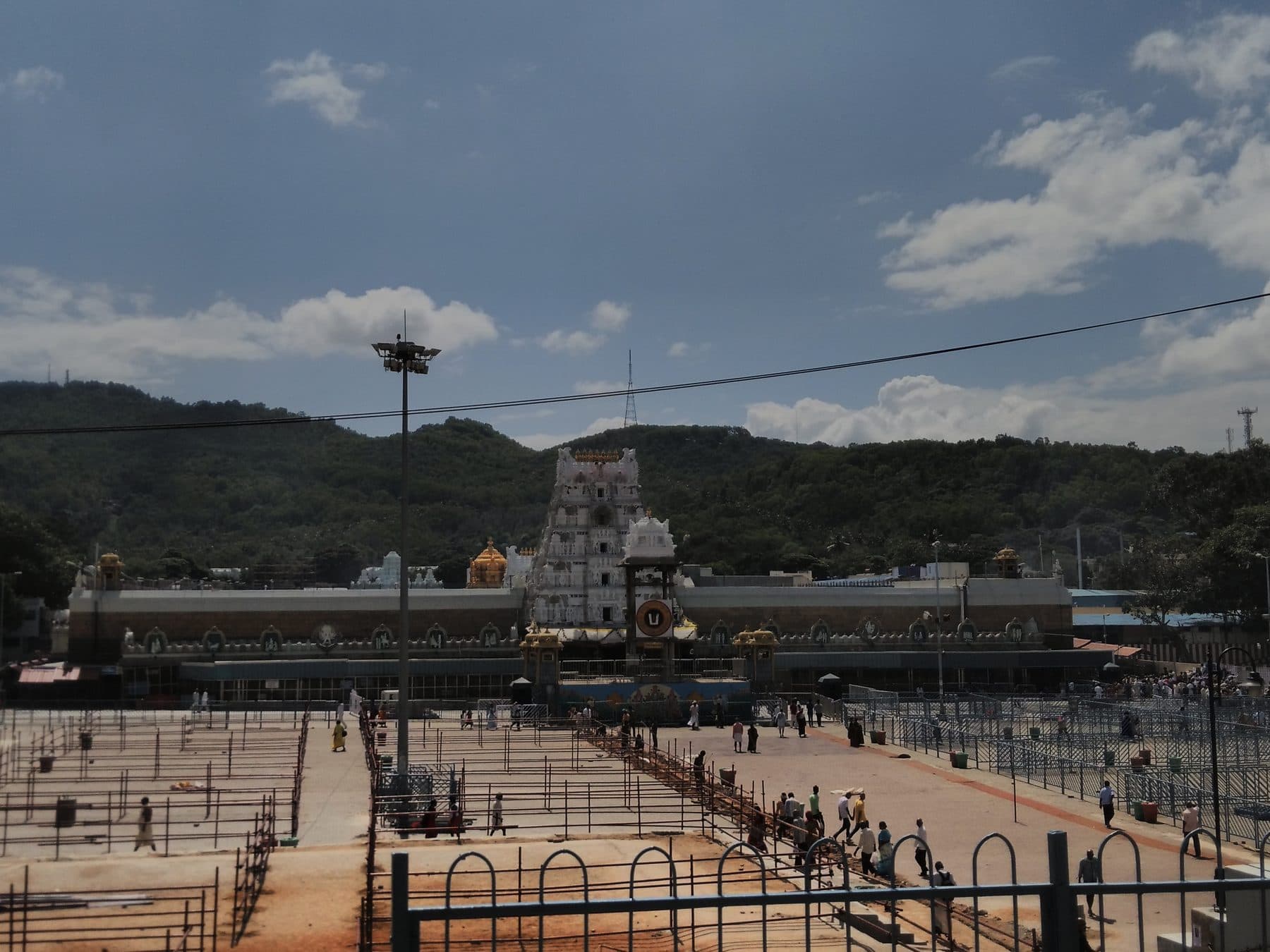 The white gopuram of Tirumala Venkateswara Temple, Tirupati